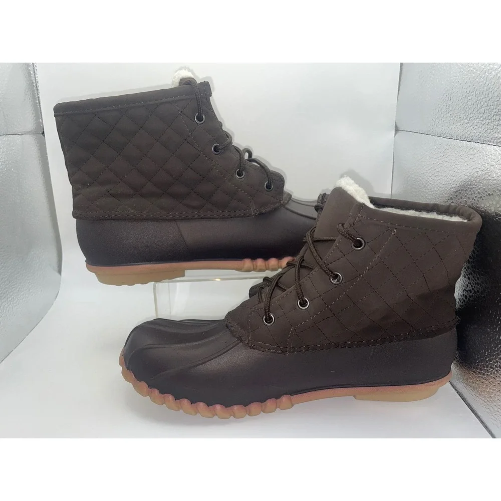 Outwoods‎ Quilted Duck Boots Women's Size 8 Brown Insulated Waterproof Winter
